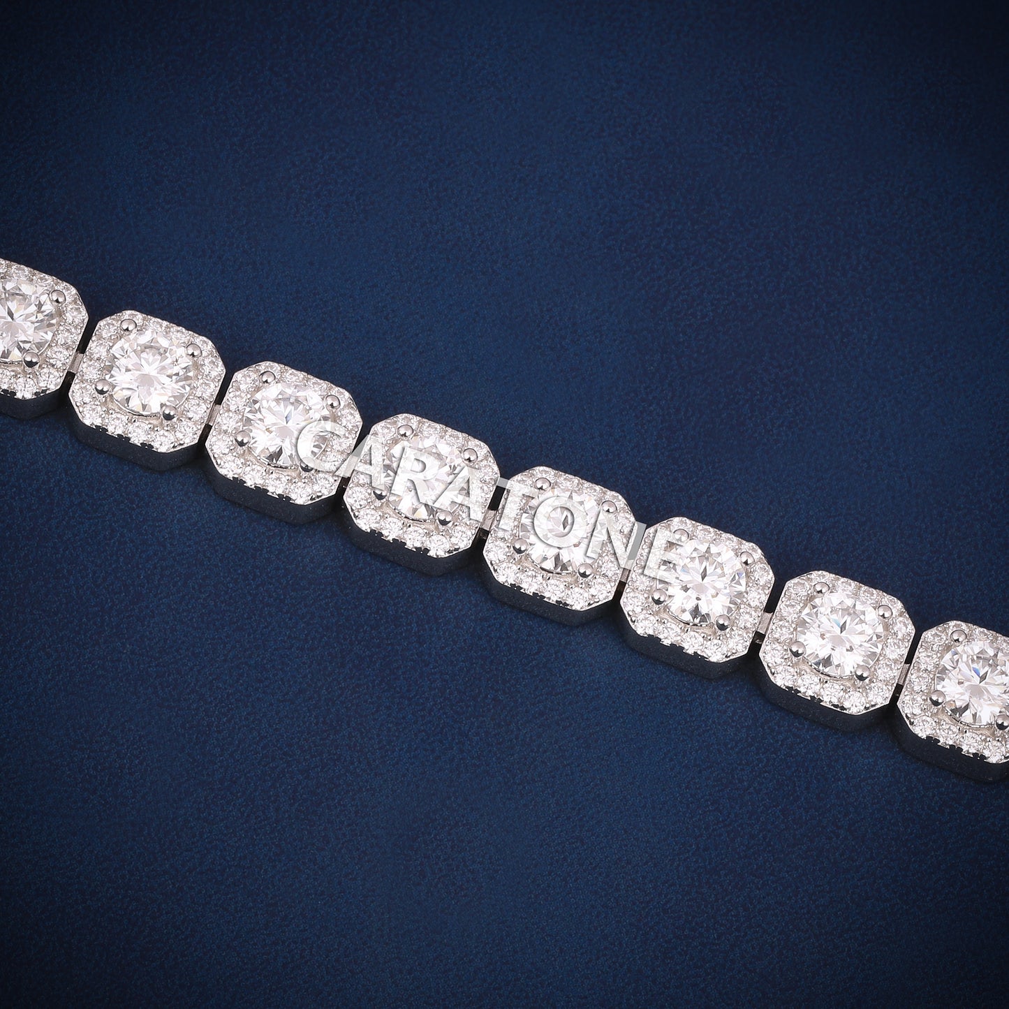 8 inch 8 mm women tennis style halo set diamond bracelet