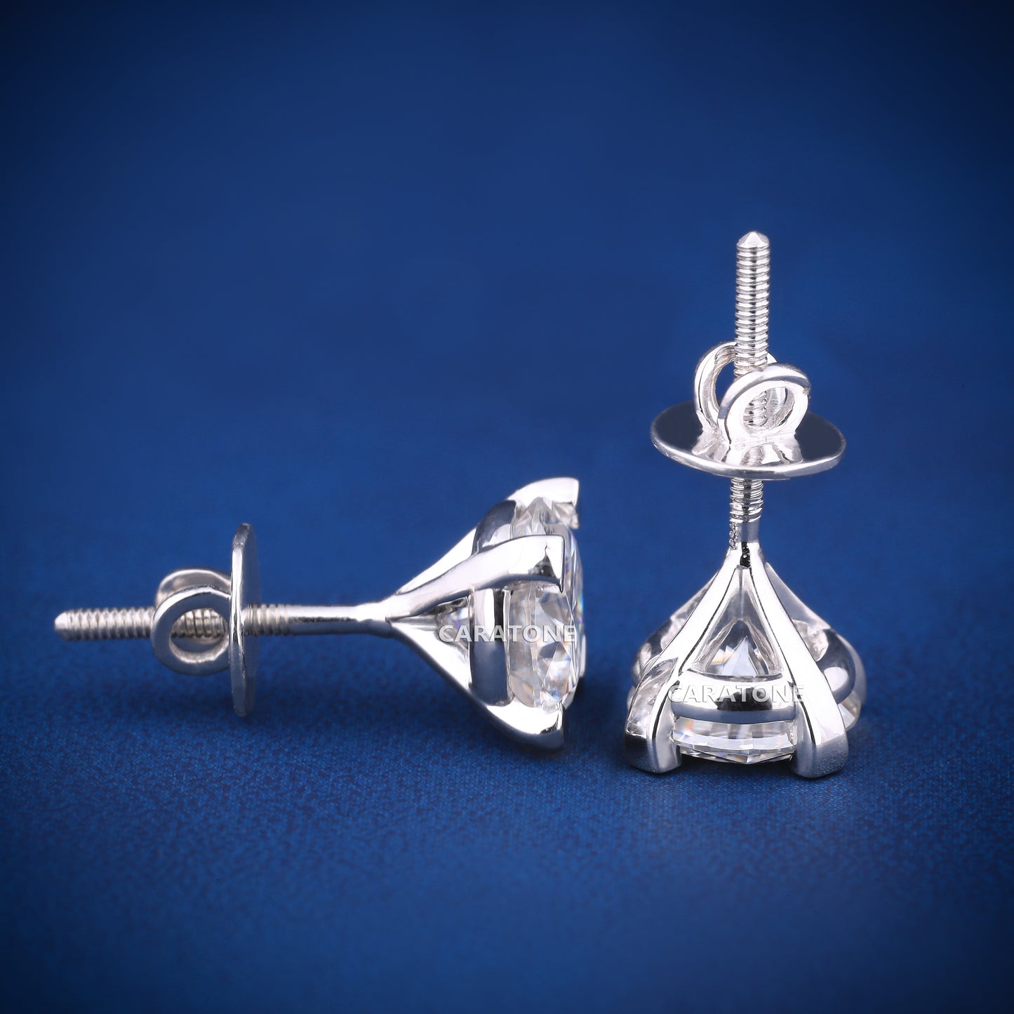 Round Cut Lab-grown Diamond VVS Clarity 14KT Gold Stud Earrings