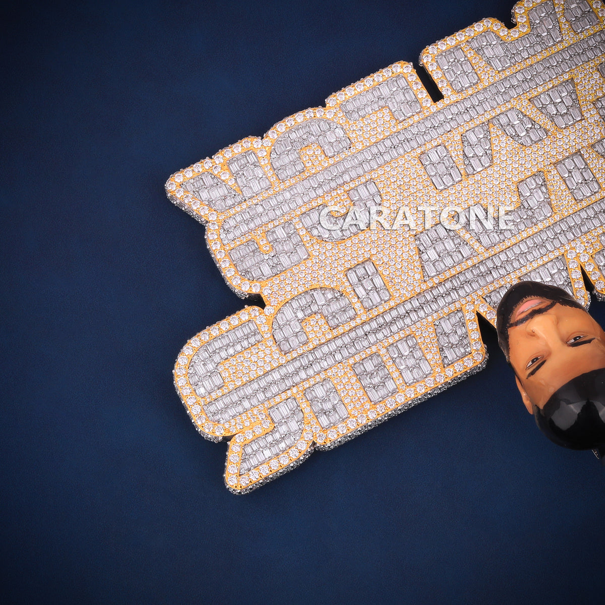 Fully Iced Out Custom Nameplate Pendant with 3D Face Bail – Lab Grown Diamonds