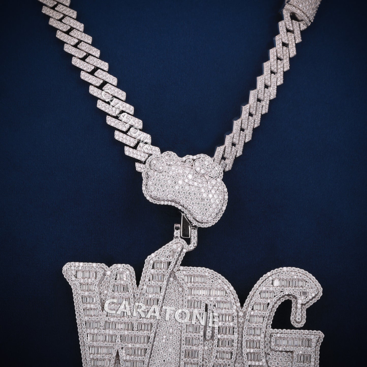 925 Sterling Silver With Lab Diamond Chain Pendant For Gift