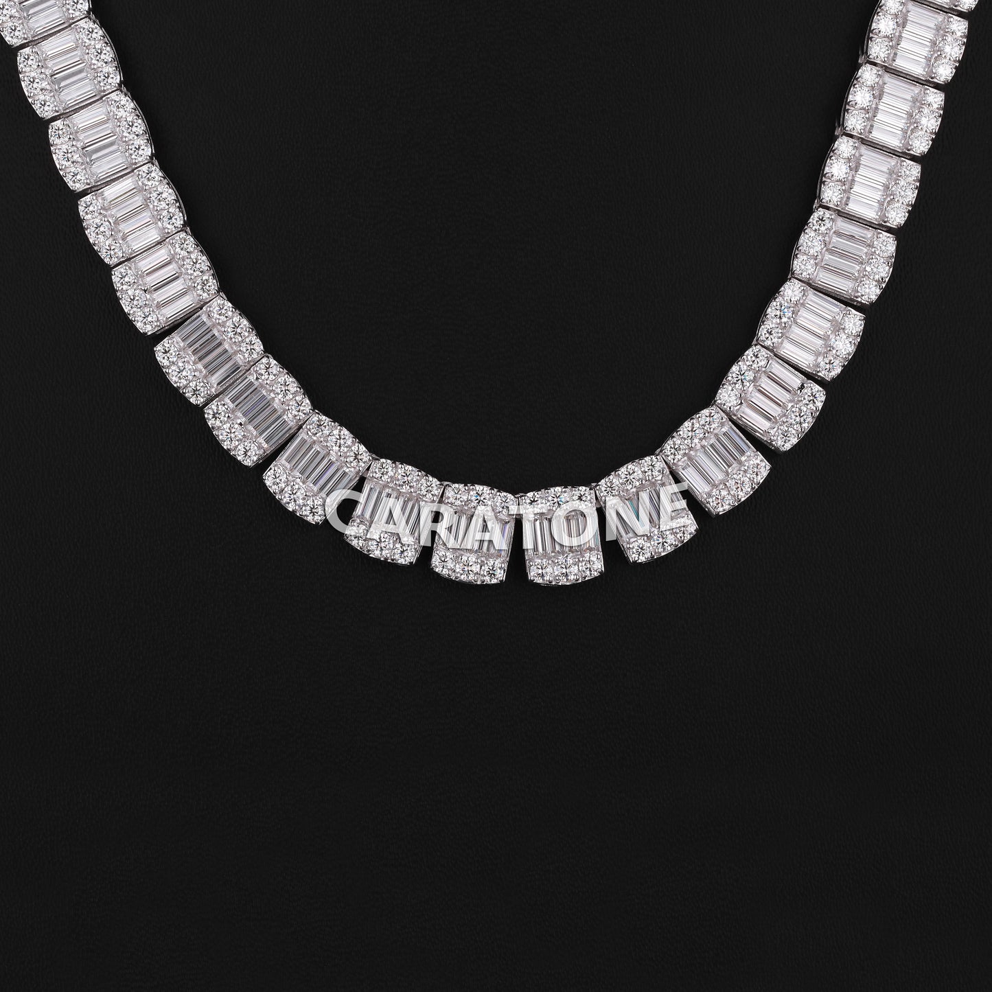 Newly launched 18 inch 12 mm hip hop illusion chain crafted in baguette and round cut lab grown diamonds with vvs clarity