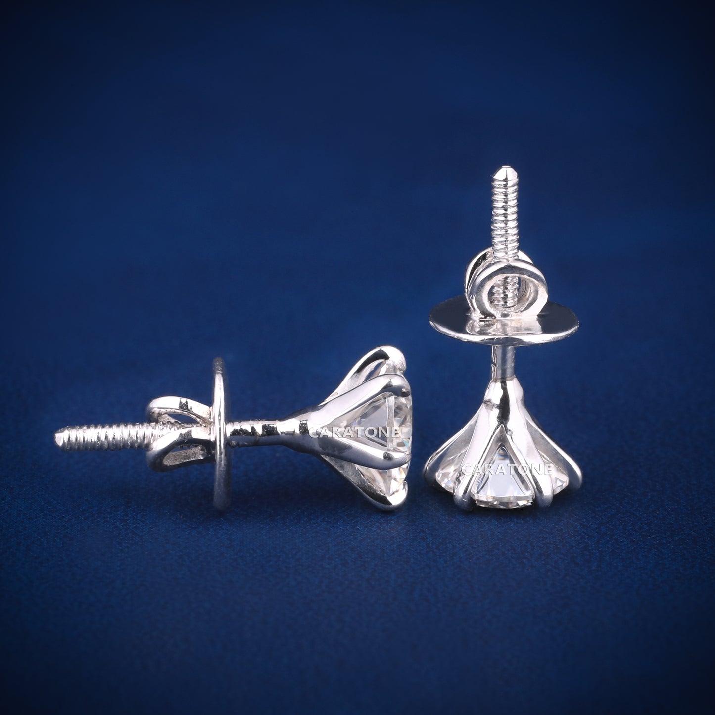 14KT Gold Round Cut Lab-grown Diamond VVS Clarity Stud Earrings