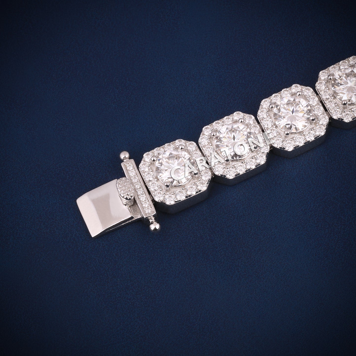 8 inch 11 mm tennis inspired halo set diamond bracelet
