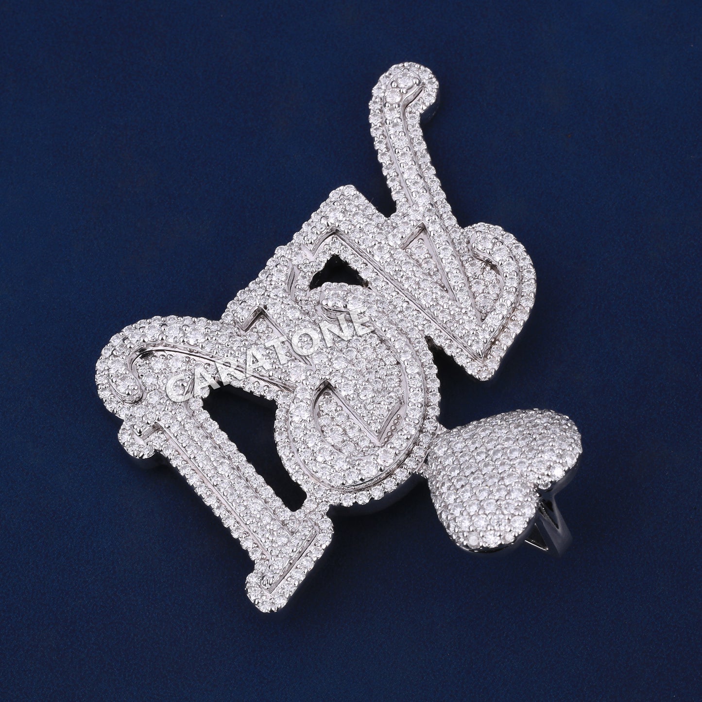 14kt gold Name pendant of fully lab grown diamonds with D VVS clarity
