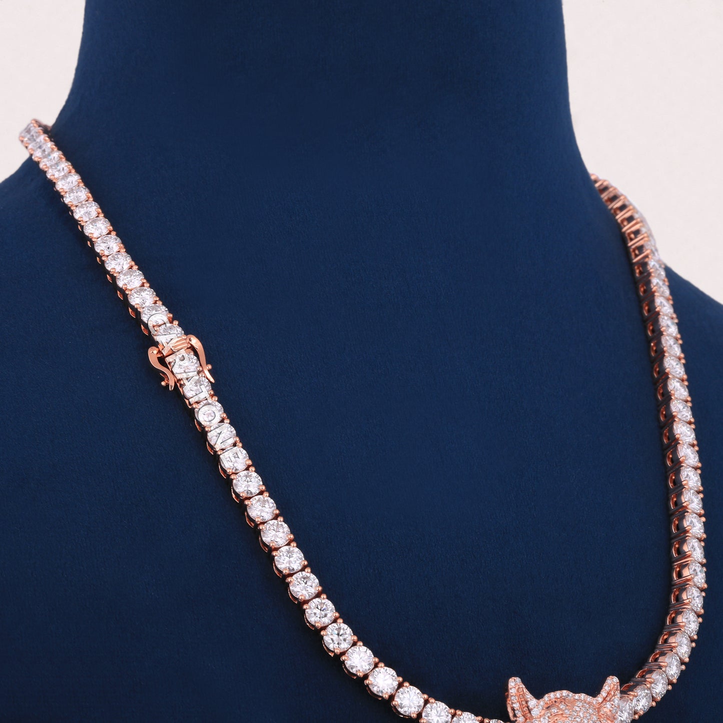 4 MM Tennis Chain With Custom Letter Pendant In 14Kt Rose Gold