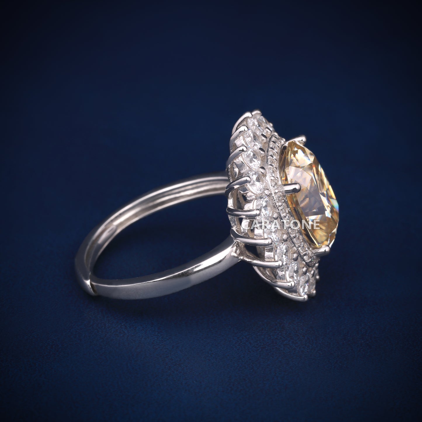 Yellow Cushion Engagement Diamond Ring