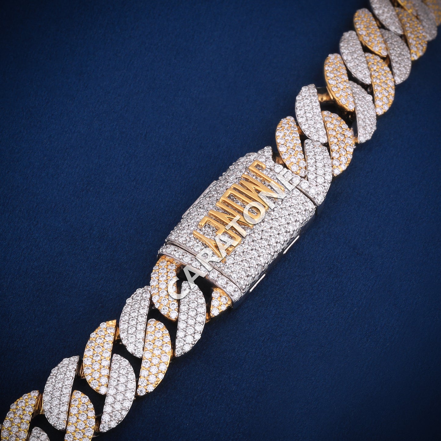 22 inch 16 mm hip hop two tone cuban chain