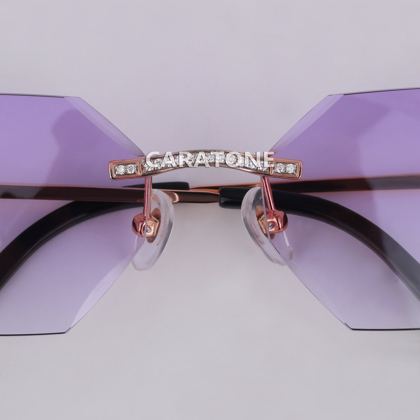 Stylish hexagon shaped purple shade diamond glasses for unisex