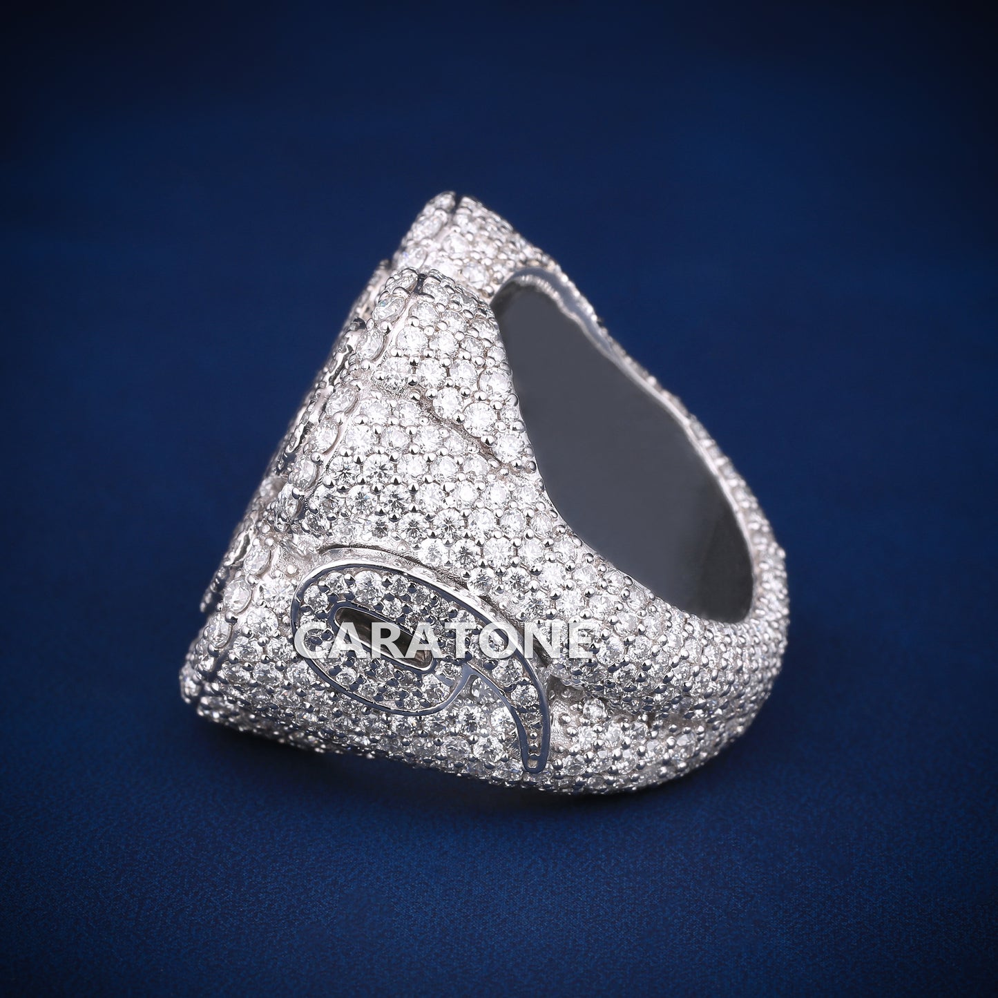 Flower design hip hop ring In white gold with VVS clarity lab diamond
