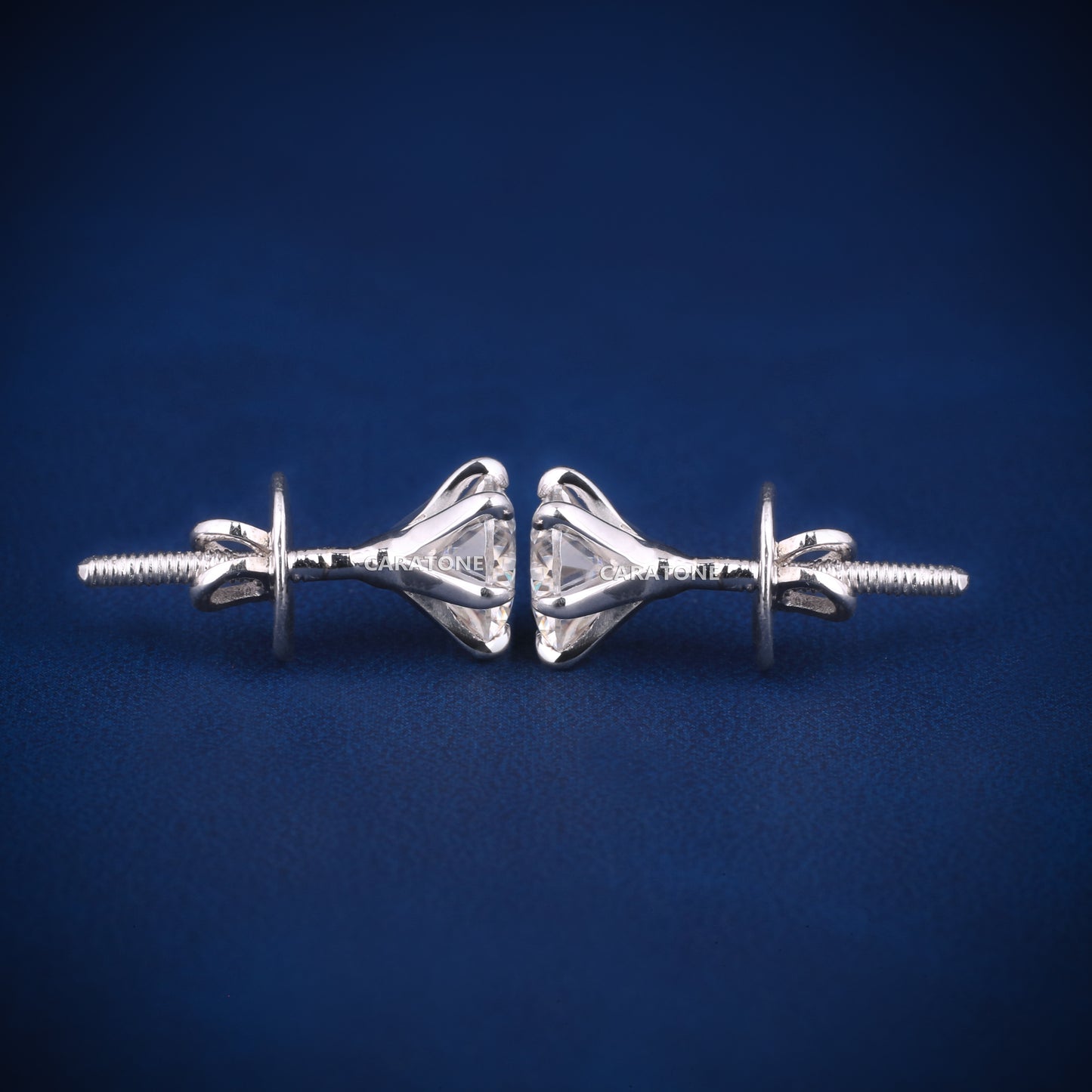 14KT Gold Round Cut Lab-grown Diamond VVS Clarity Stud Earrings