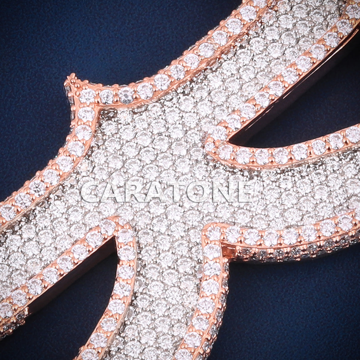 Custom Iced Out K Initial Hip Hop Pendant in Rose Gold with Lab Grown Diamonds