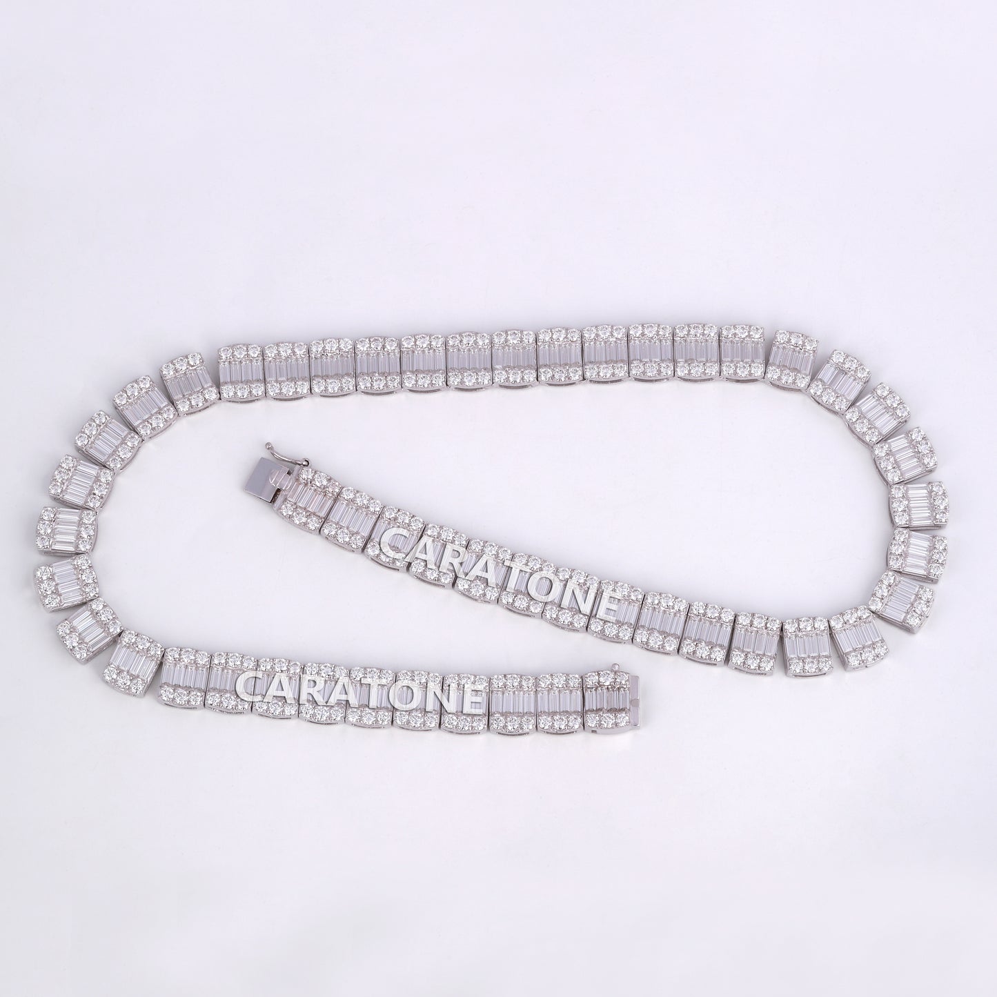 Newly launched 18 inch 12 mm hip hop illusion chain crafted in baguette and round cut lab grown diamonds with vvs clarity