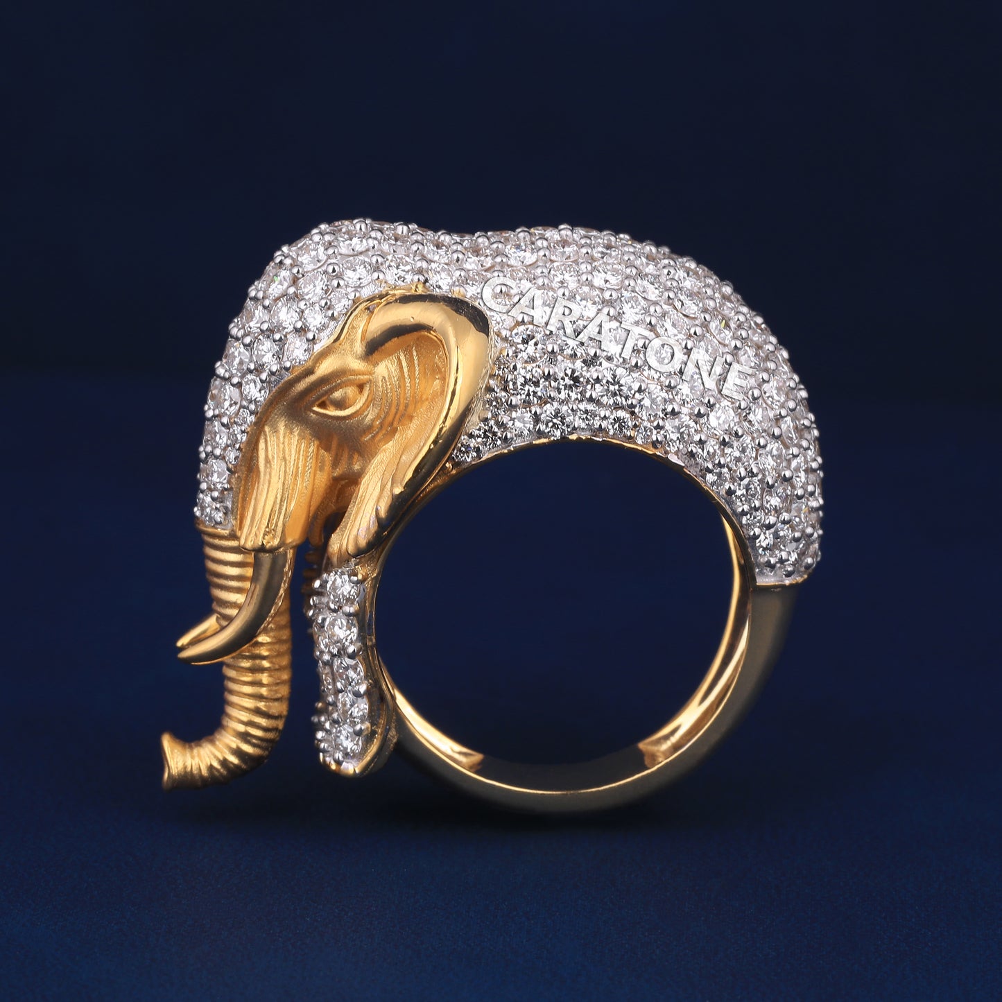 Elephant style hip hop unisex diamond ring