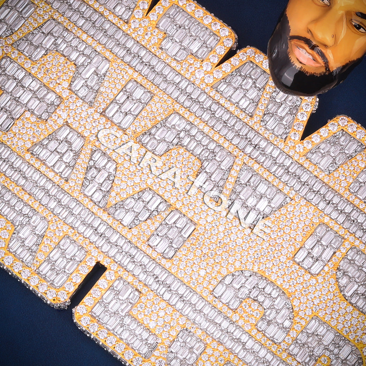 Fully Iced Out Custom Nameplate Pendant with 3D Face Bail – Lab Grown Diamonds