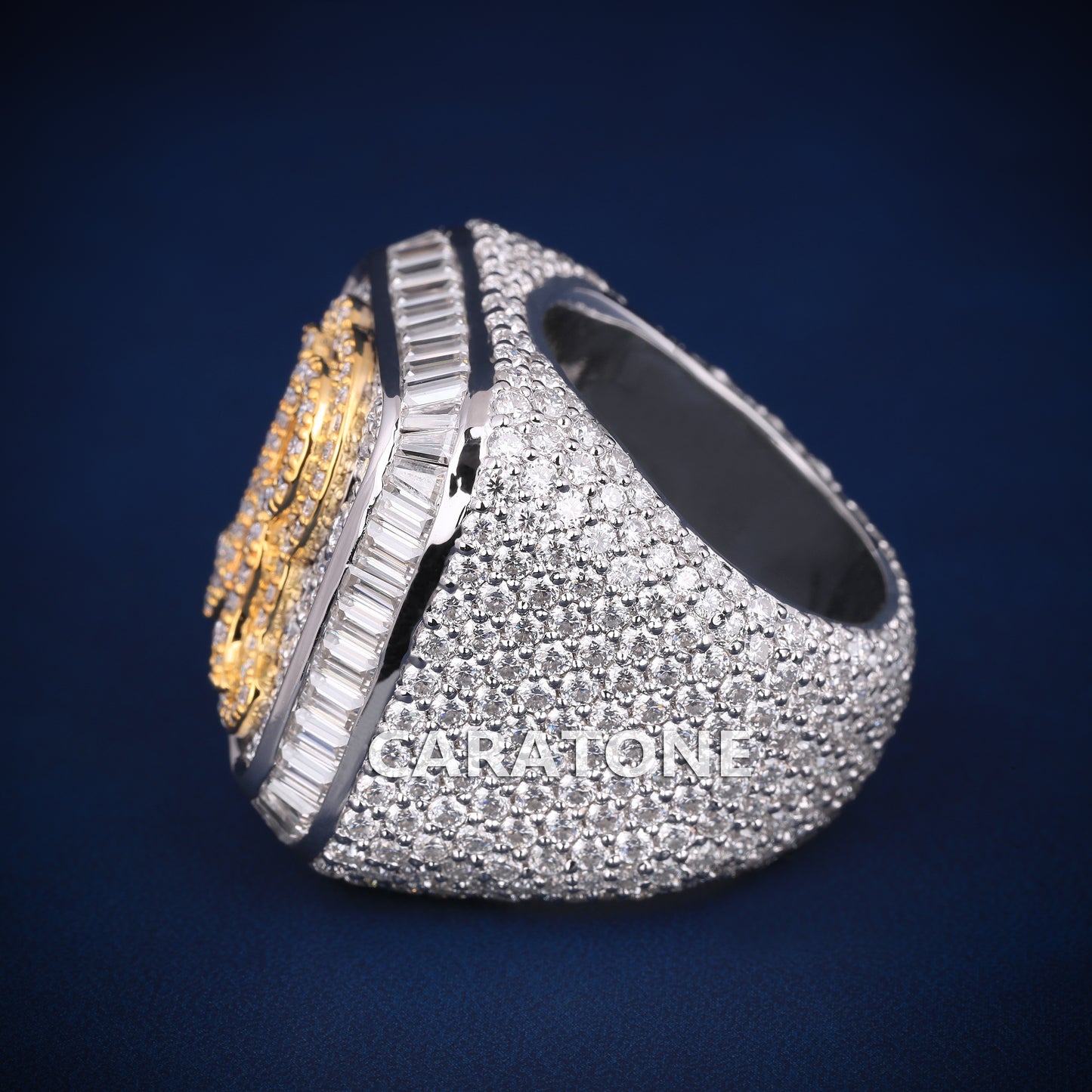 R Initial letter diamond hip hop buss down ring