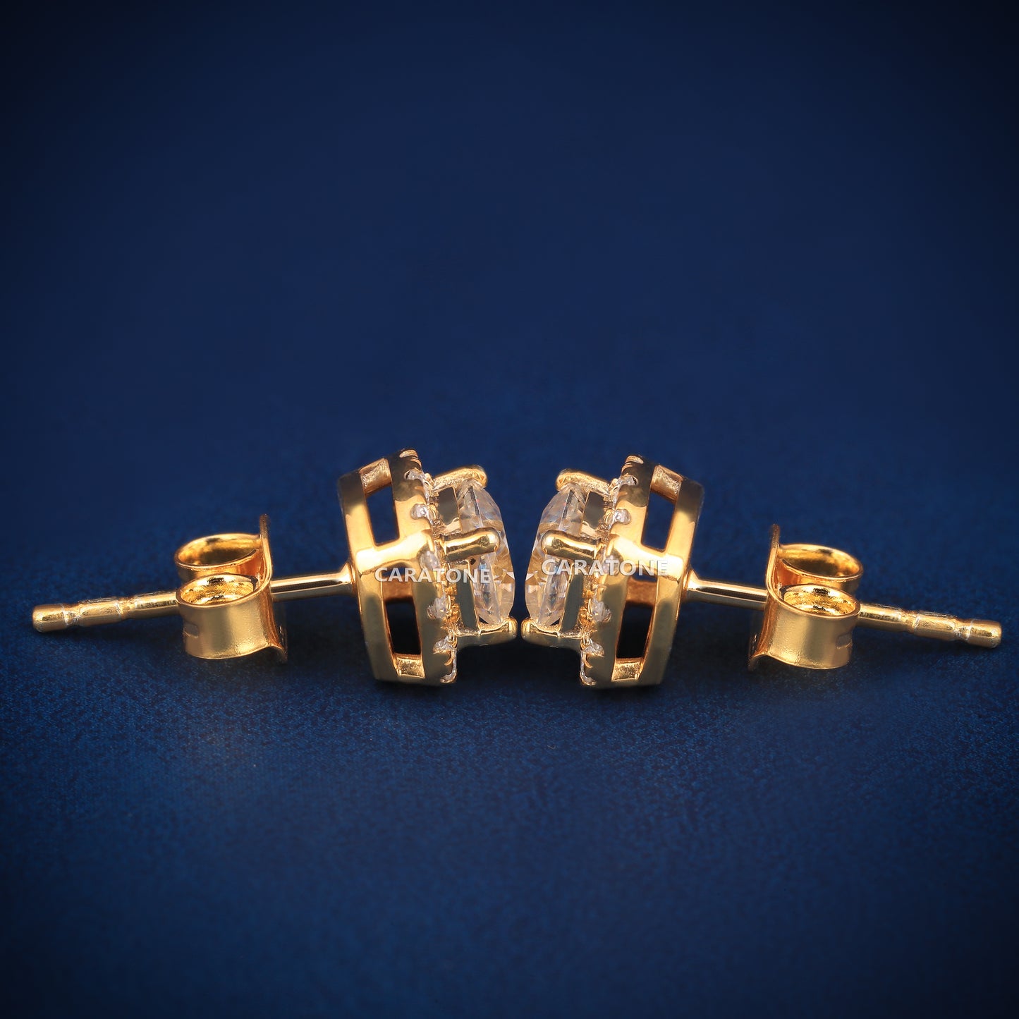 14KT Gold Lab-grown Diamond VVS Clarity Halo Stud Earrings