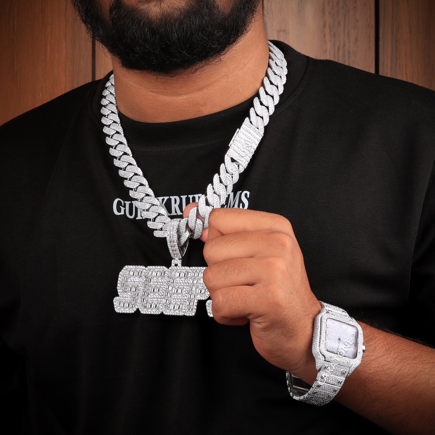 VVS Clarity Lab Diamond Custom Chain With Pendant in 925 Sterling Silver