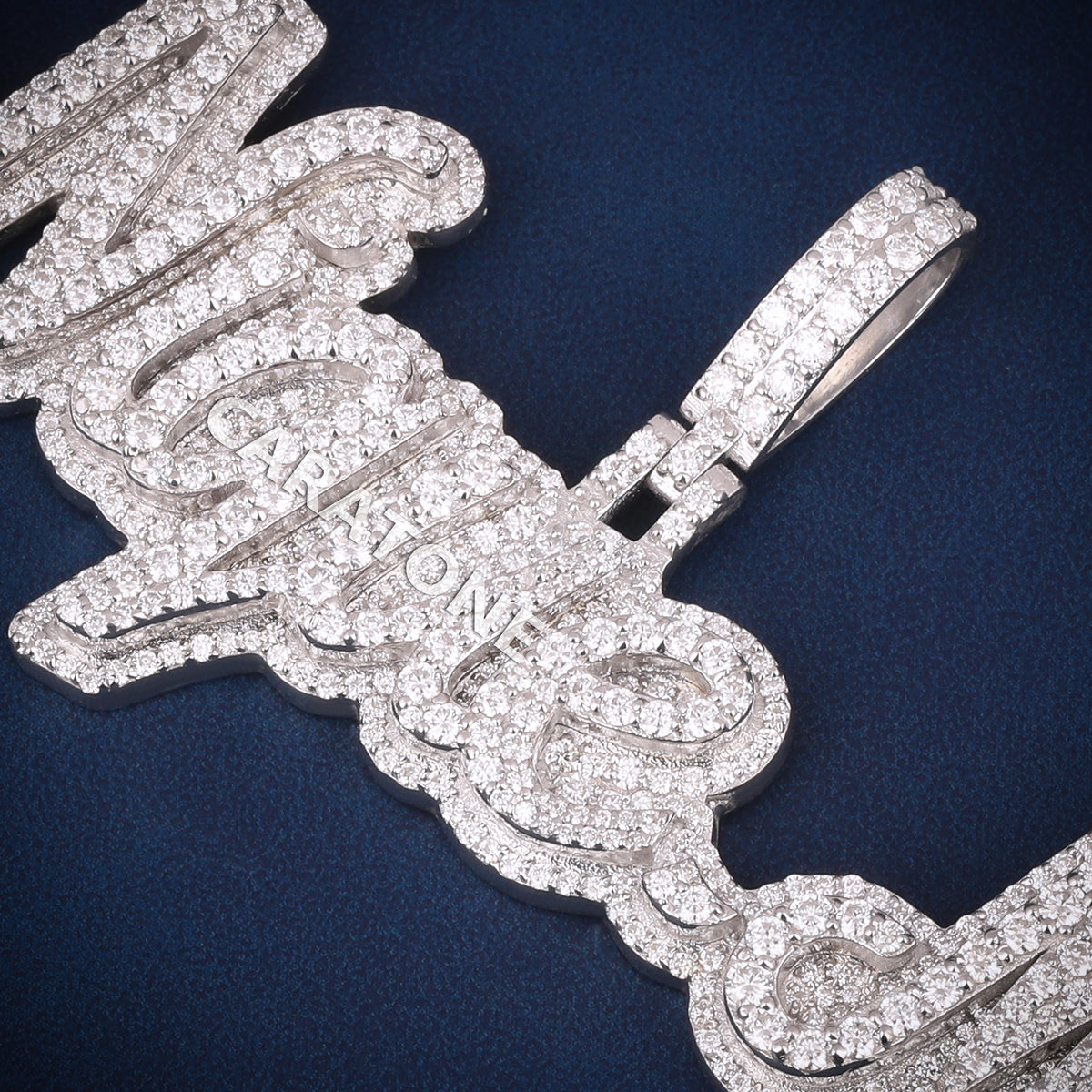 Custom Iced Out Nipsey M Script Name Hip Hop Pendant with Lab Grown Diamonds