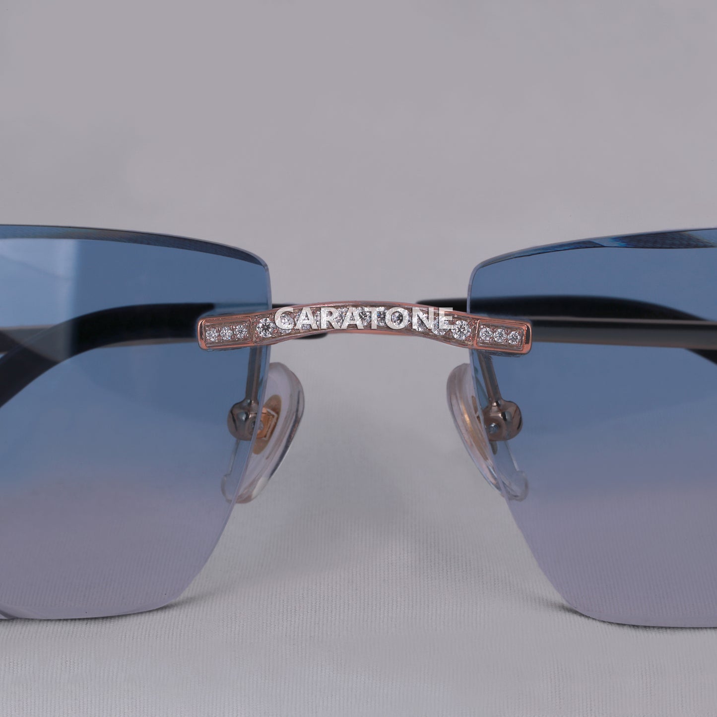 Rimless Sunglasses for Men Blue Color Glass VVS Diamond Branded Sunglass