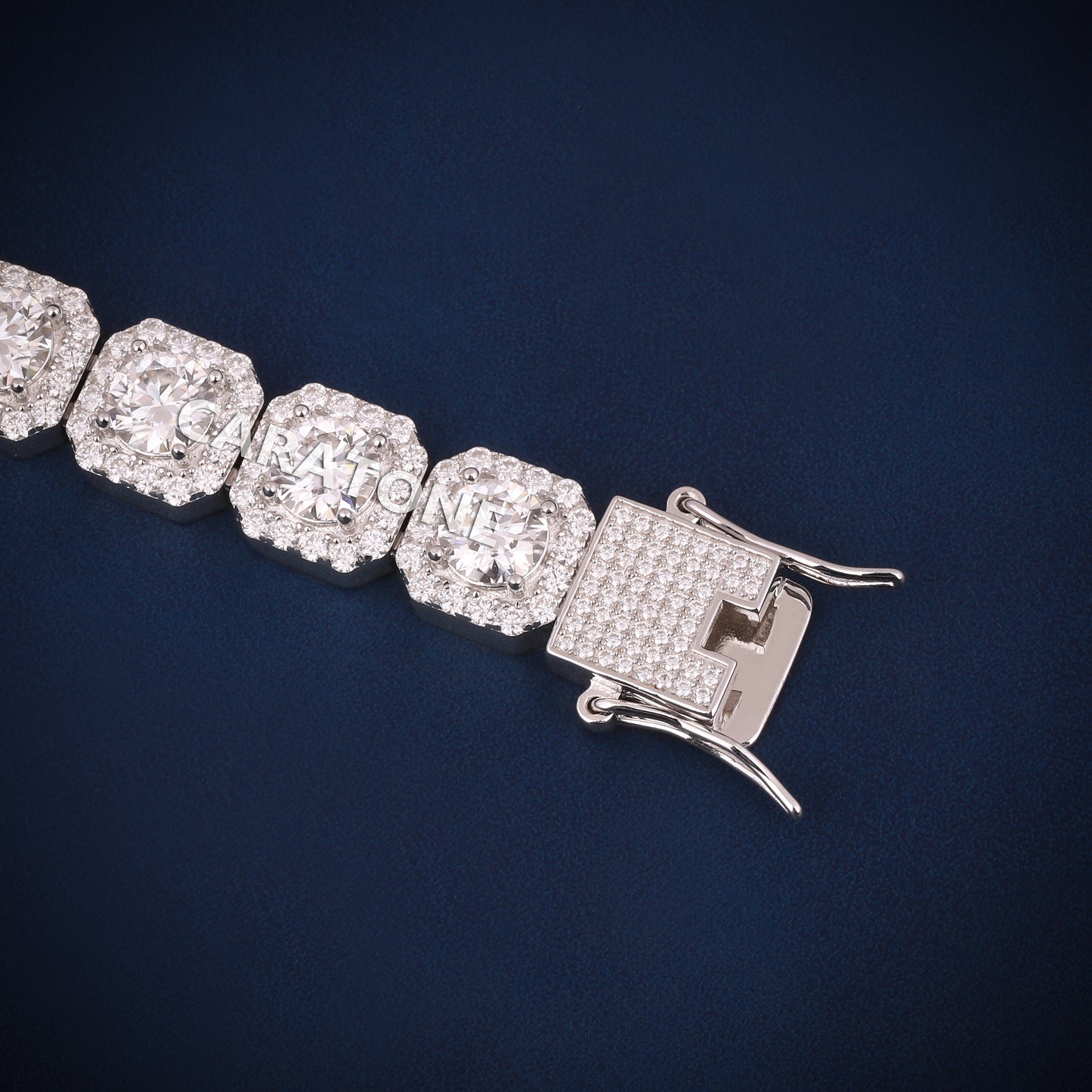 8 inch 11 mm tennis inspired halo set diamond bracelet