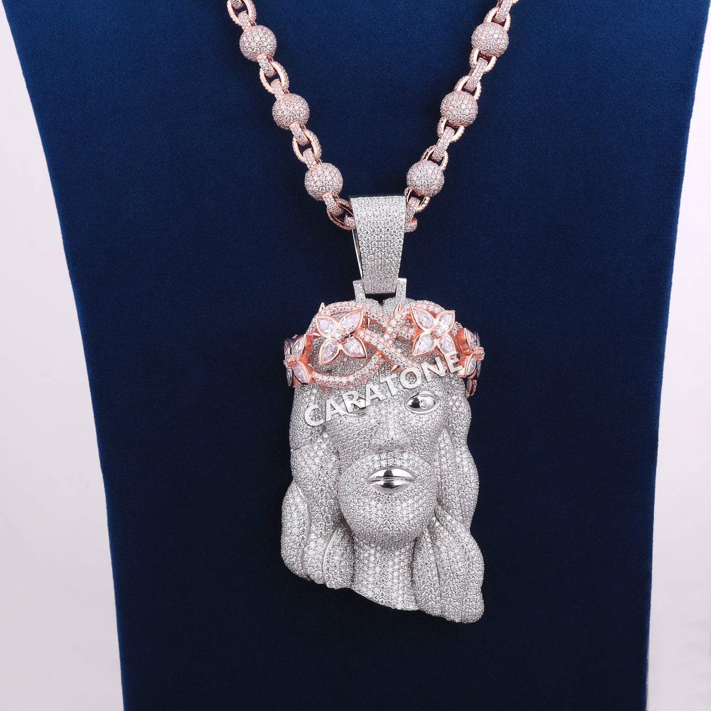 Fully Iced Out Custom Jesus Pendant With Chain In 925 Sterling Silver