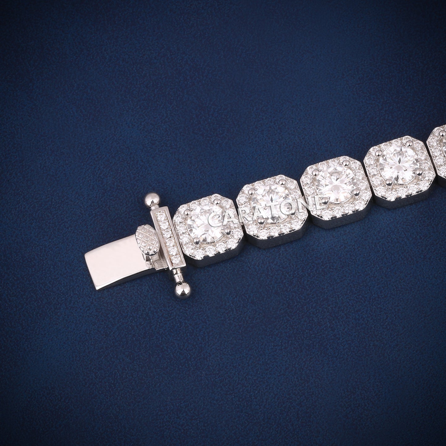 8 inch 8 mm women tennis style halo set diamond bracelet