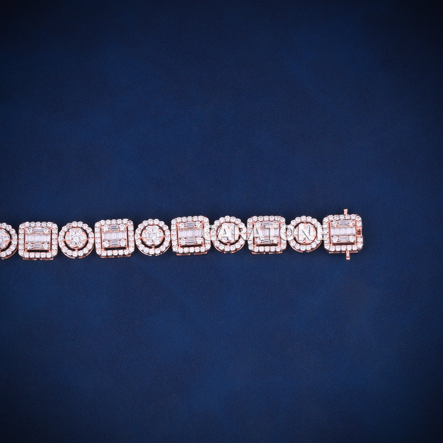 This hip hop baguette and round cut diamond bracelet for unisex
