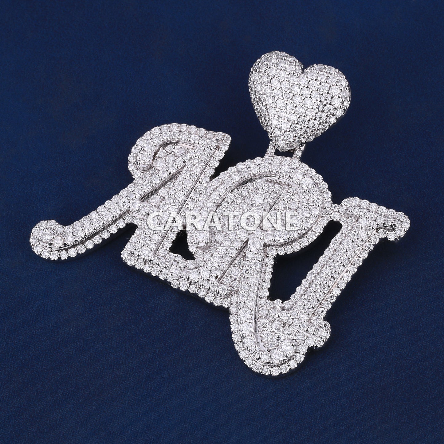 14kt gold Name pendant of fully lab grown diamonds with D VVS clarity
