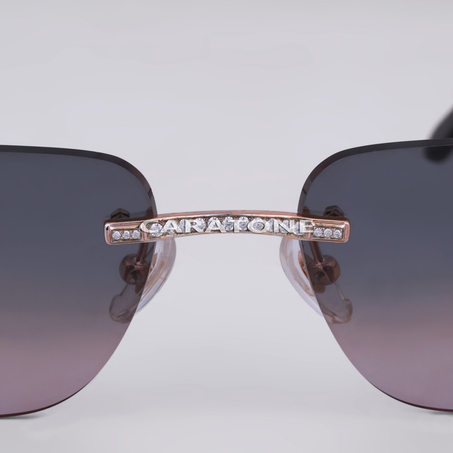 Custom Real Iced Out Diamond Frame Rimless Sunglasses with Black Gradient Luxury Glasses Unisex