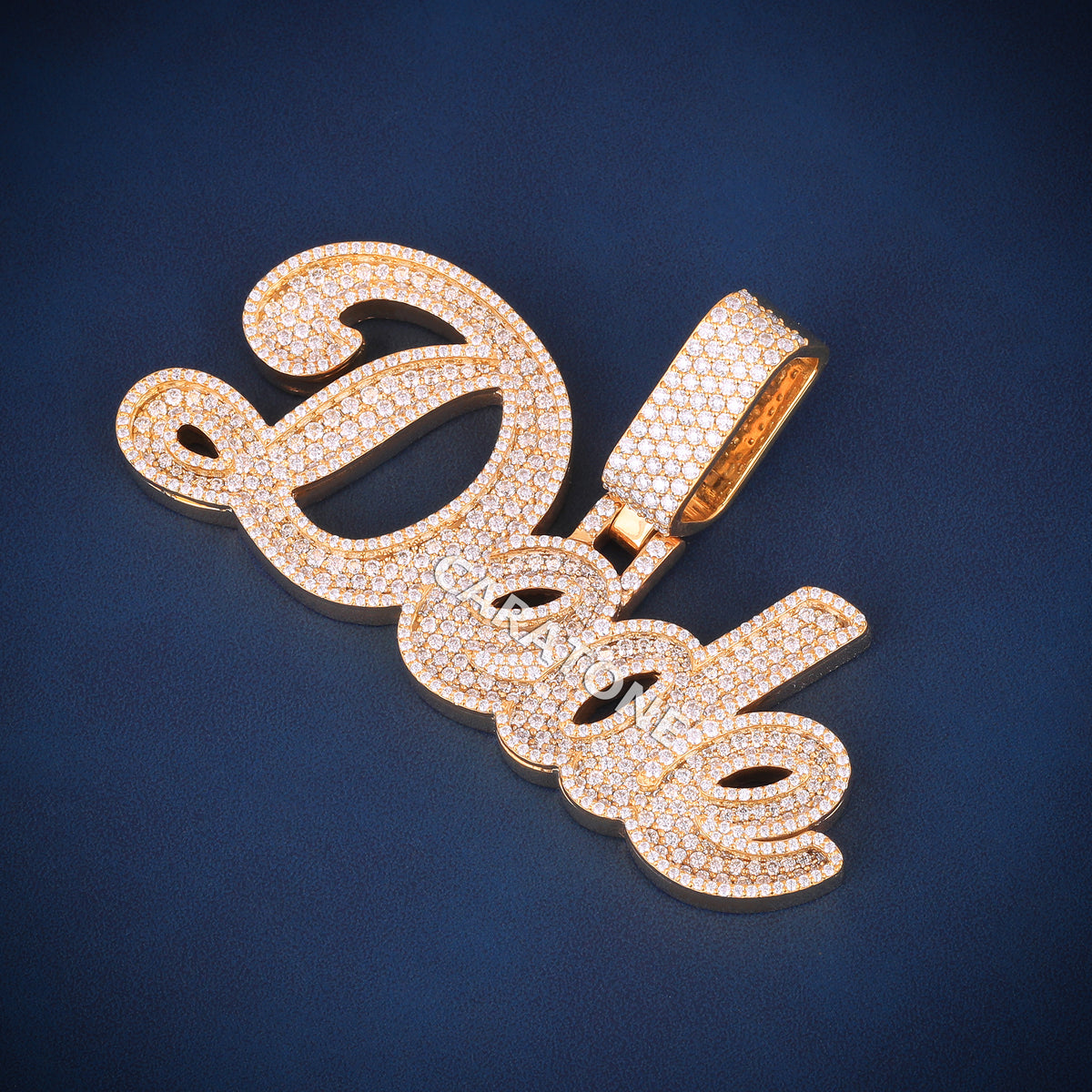 Custom Iced Out Dude Script Name Hip Hop Pendant with Lab Grown Diamonds