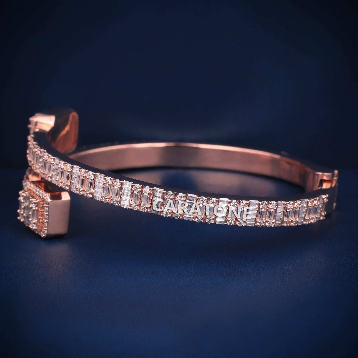 Rose gold baguette diamond bracelet for women with sleek design and luxurious sparkle