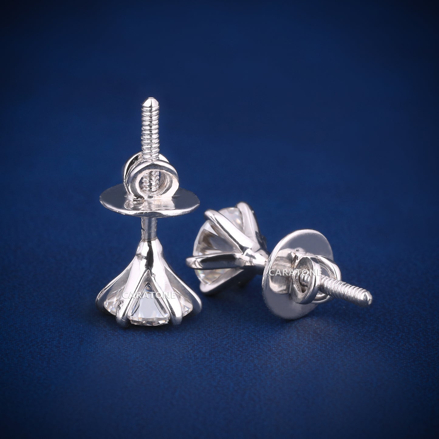 14KT Gold Round Cut Lab-grown Diamond VVS Clarity Stud Earrings