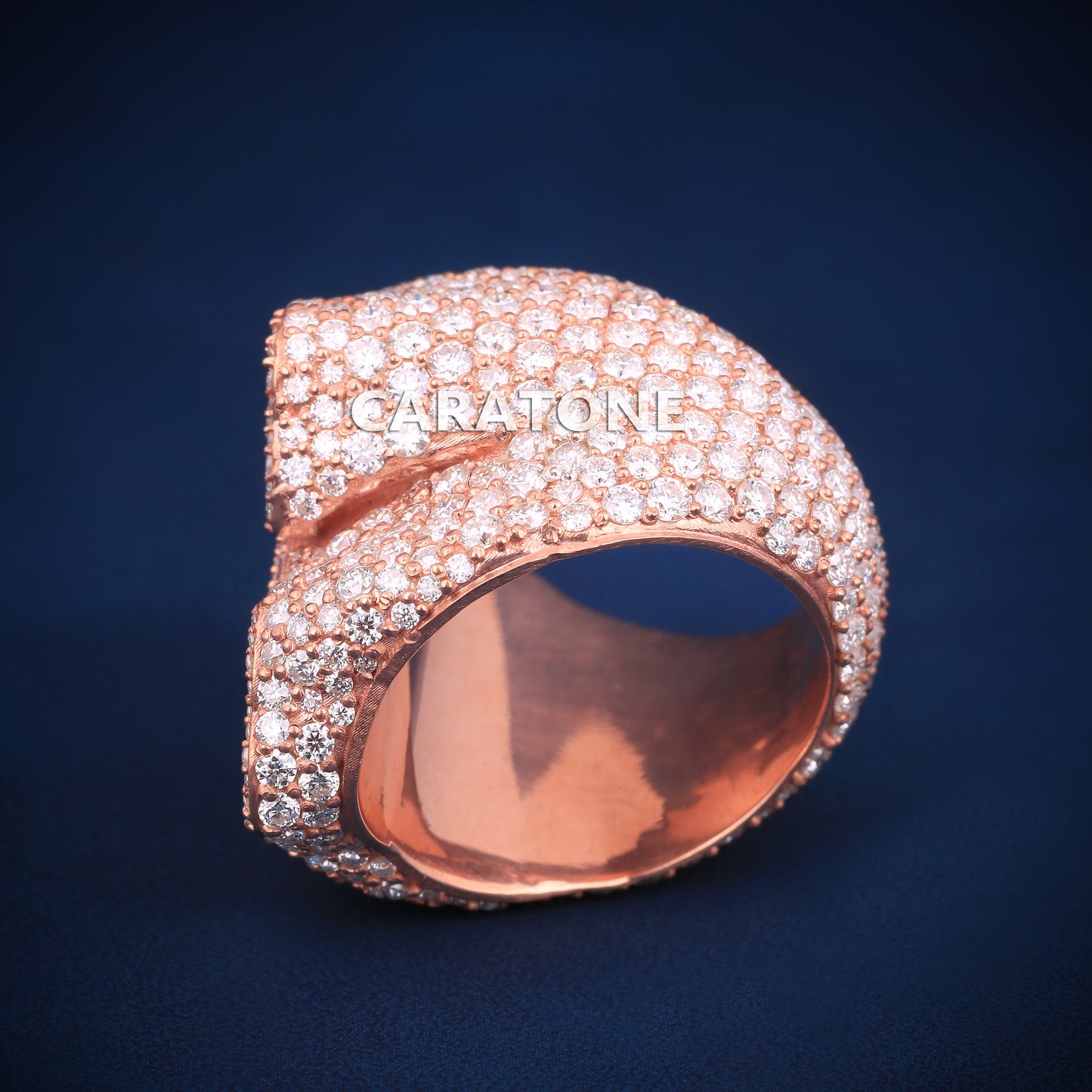 Hip Hop Diamond Cross Ring Full Rose Gold Diamond