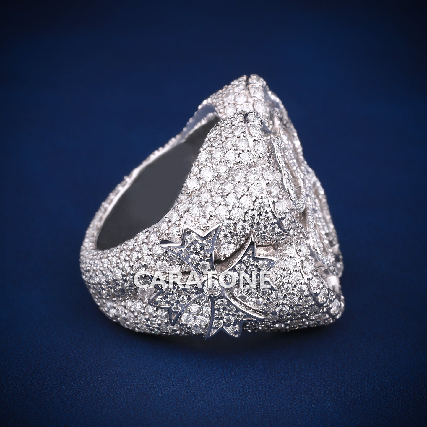 Flower design hip hop ring In white gold with VVS clarity lab diamond