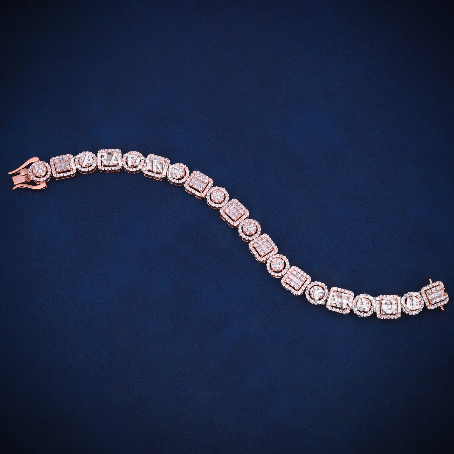 This hip hop baguette and round cut diamond bracelet for unisex