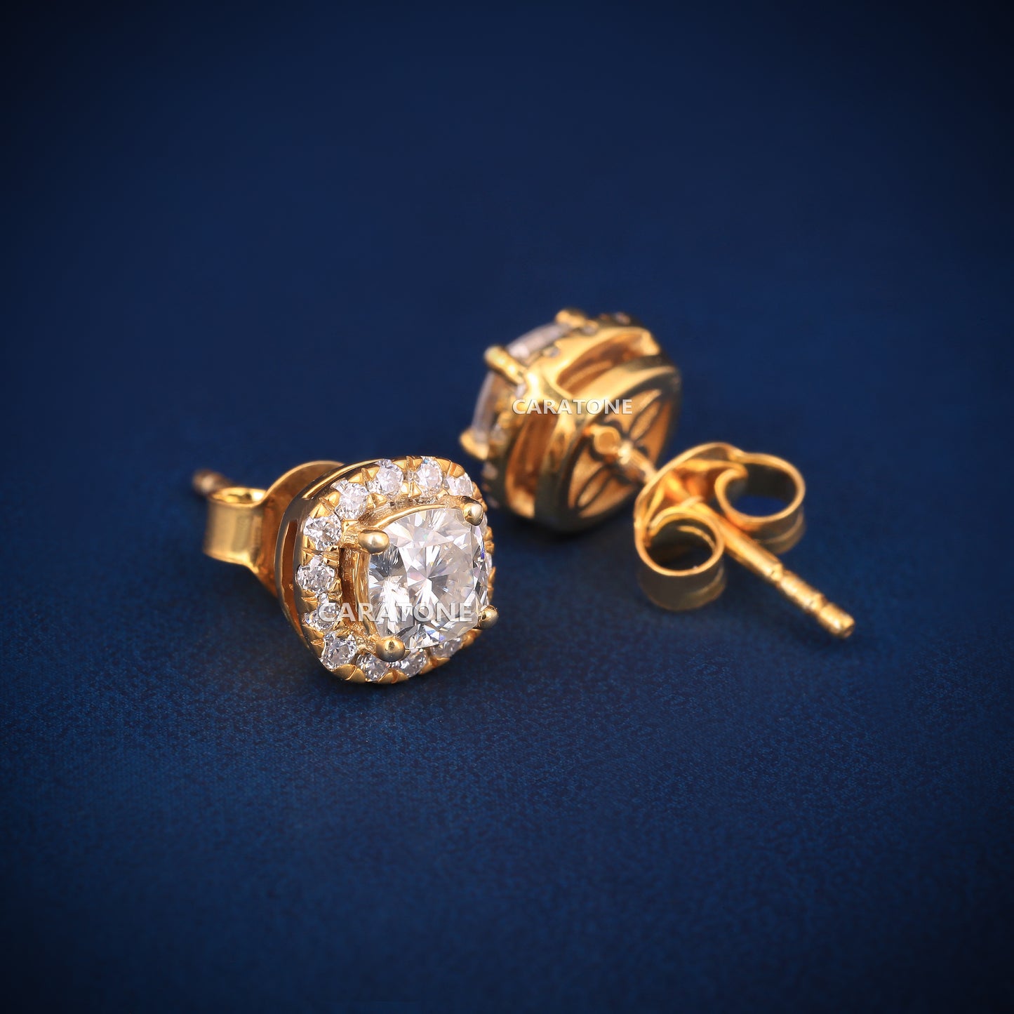 14KT Gold Lab-grown Diamond VVS Clarity Halo Stud Earrings