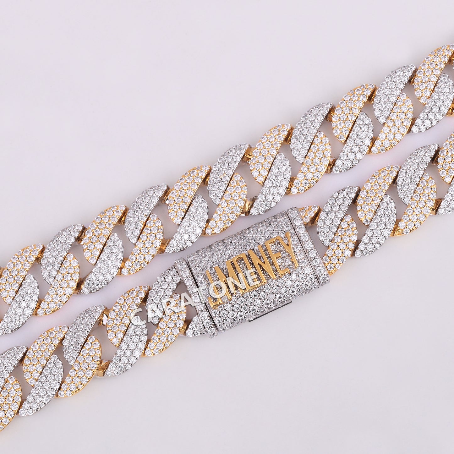 22 inch 16 mm hip hop two tone cuban chain