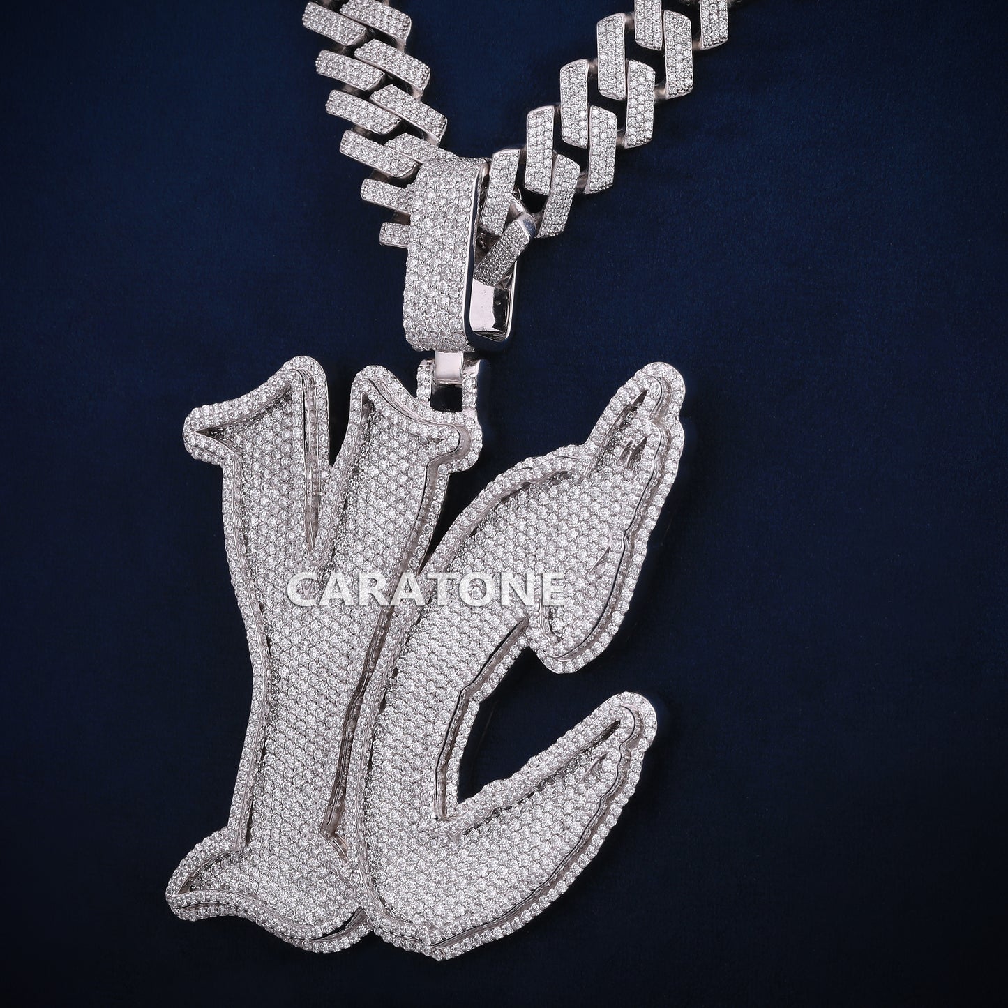 Custom Piece With Chain In 925 Sterling Silver Lab Diamond