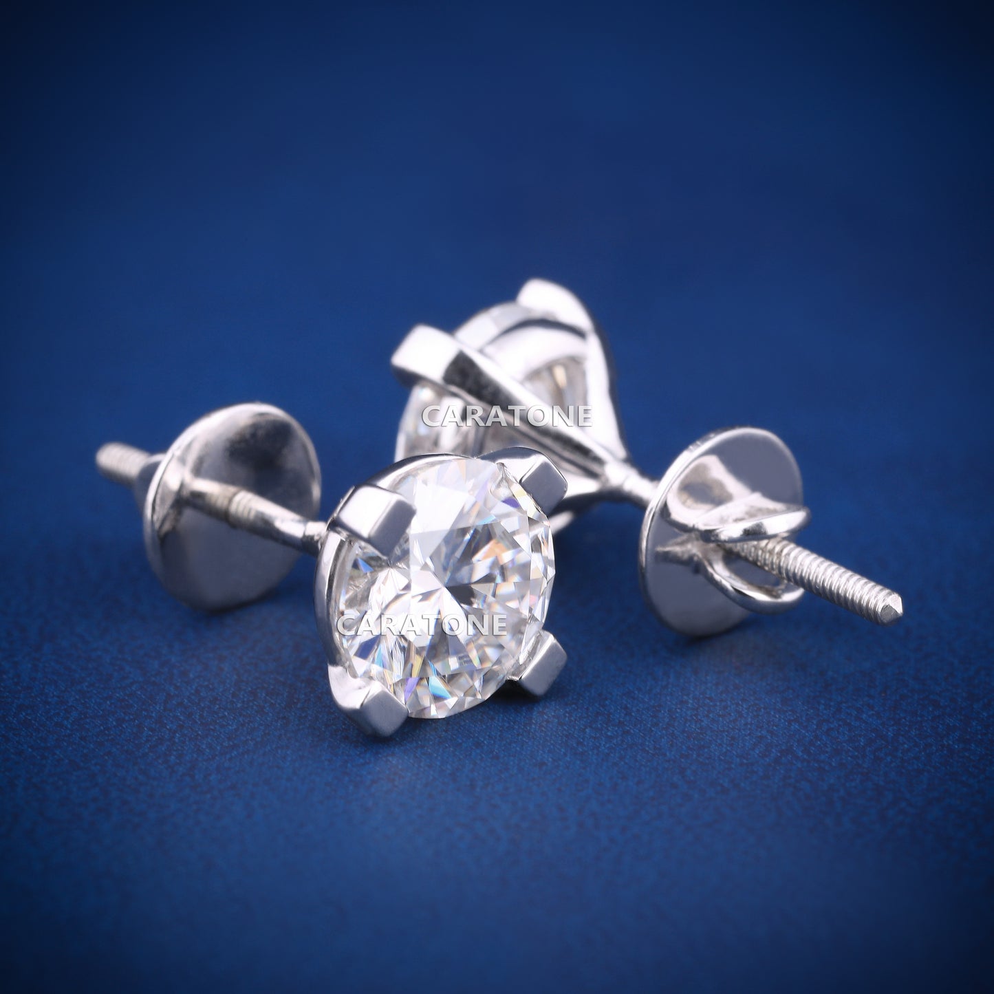 Round Cut Lab-grown Diamond VVS Clarity 14KT Gold Stud Earrings