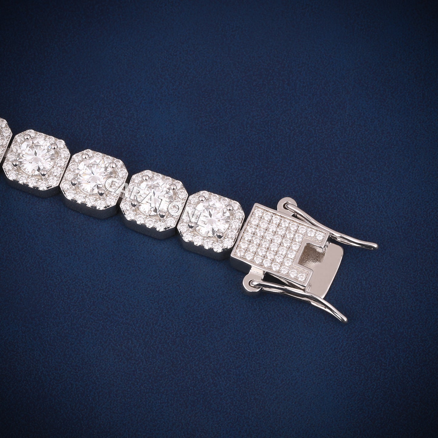 8 inch 8 mm women tennis style halo set diamond bracelet