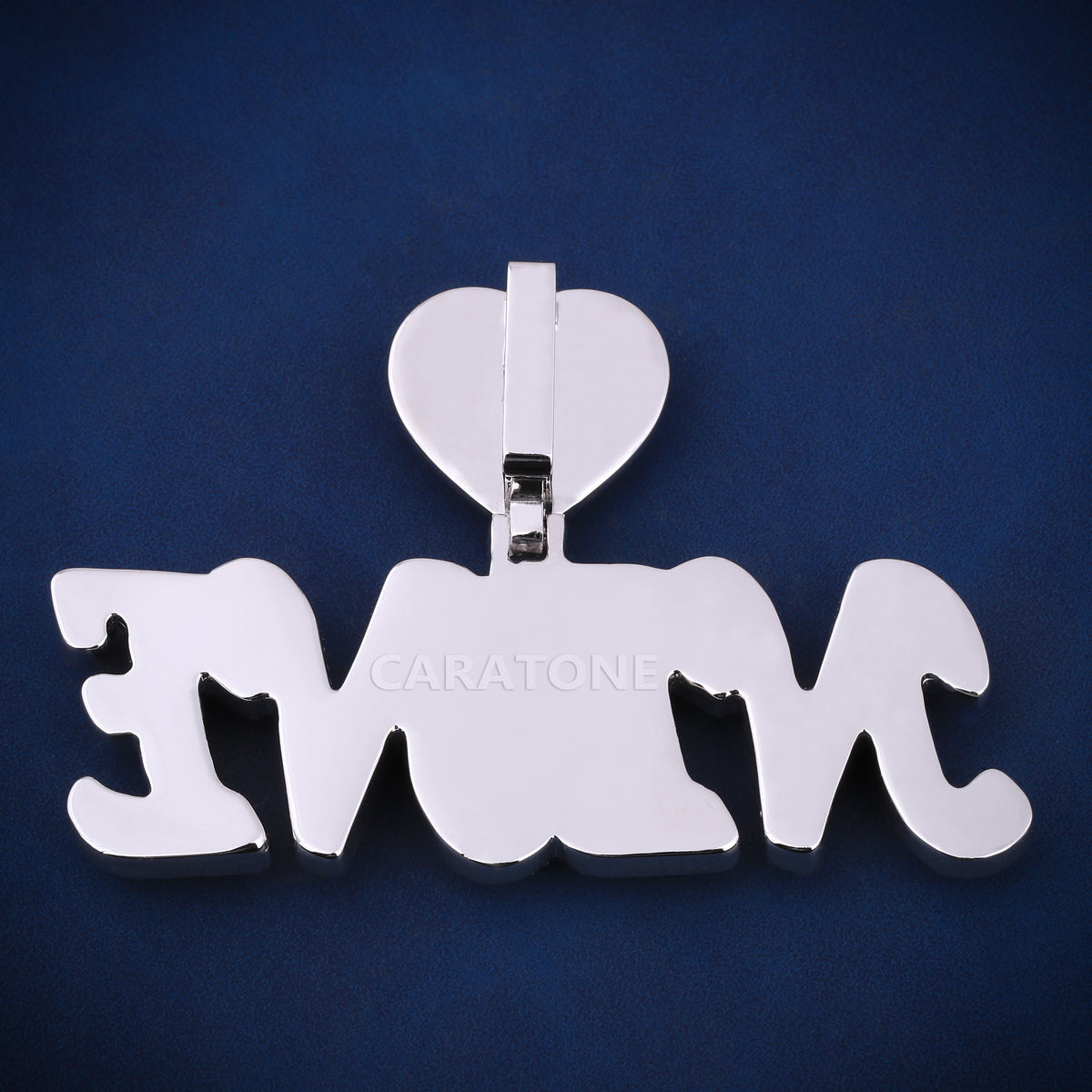 Custom Iced Out Name Hip Hop Pendant with Diamond Heart Bail in Lab Grown Diamonds