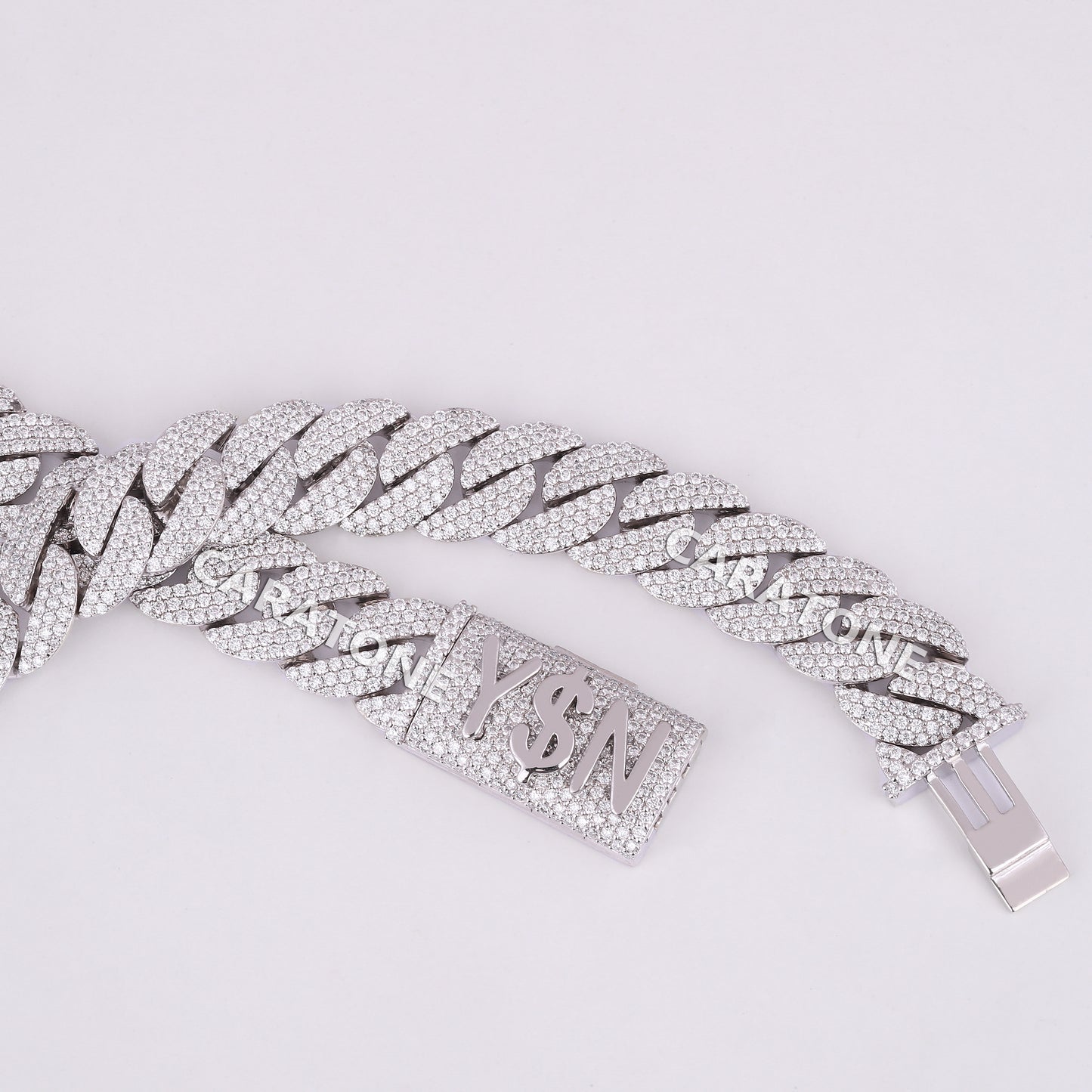 20 inch 16 mm iced out Cuban chain for men in white gold with full diamond shine