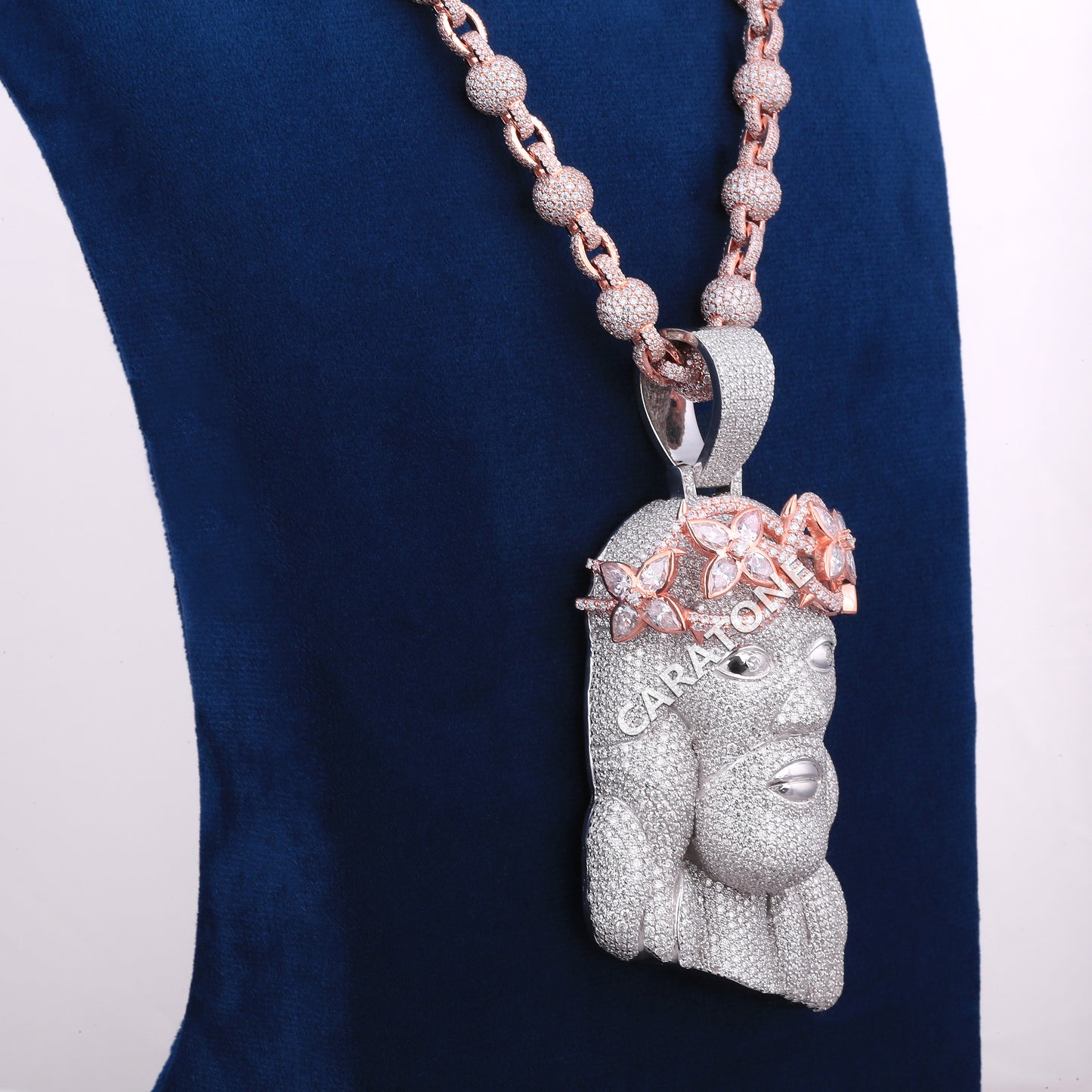 Fully Iced Out Custom Jesus Pendant With Chain In 925 Sterling Silver
