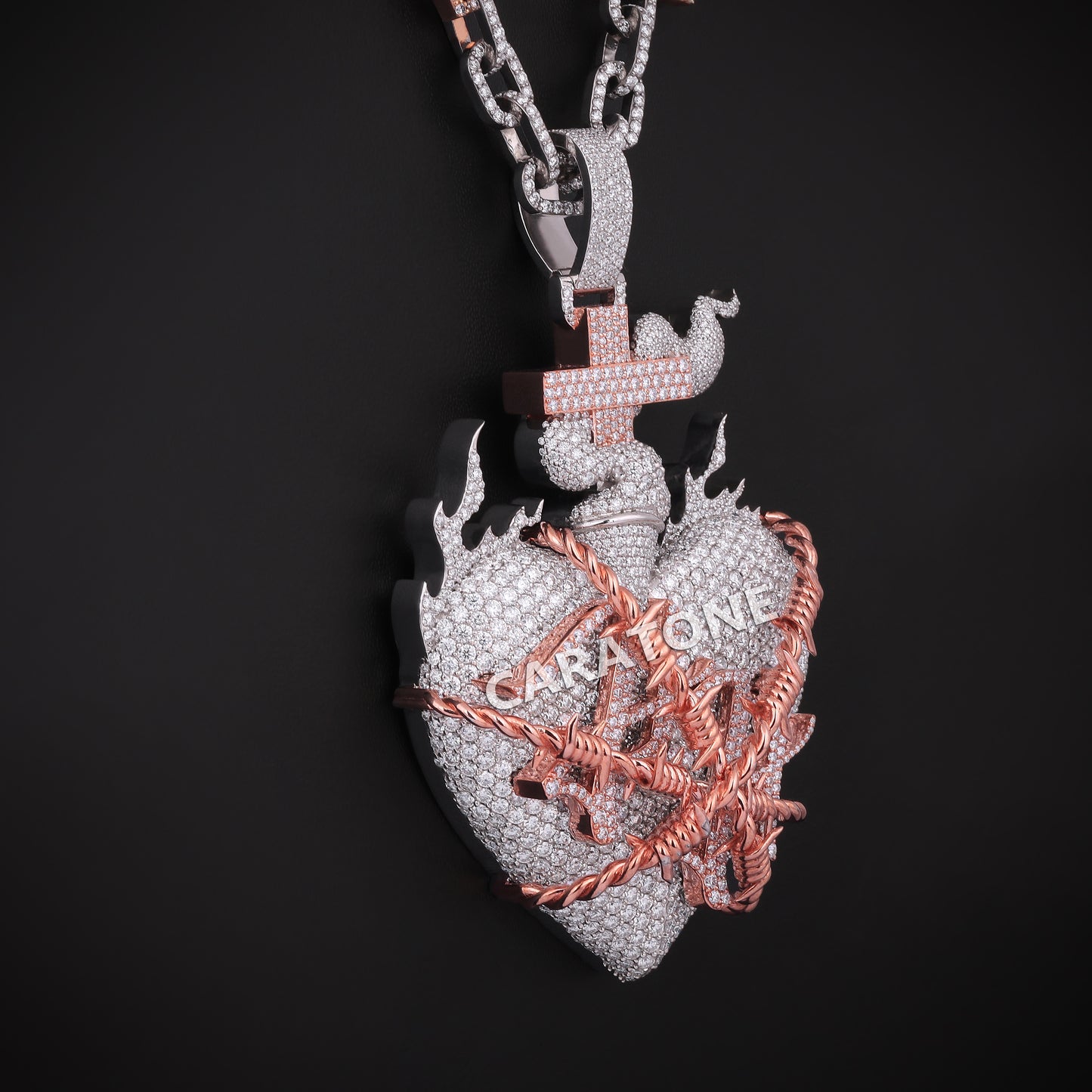 Link With Cross Chain In 925 Sterling Silver With Lab Diamond