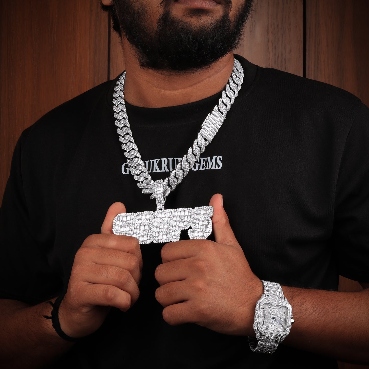 VVS Clarity Lab Diamond Custom Chain With Pendant in 925 Sterling Silver