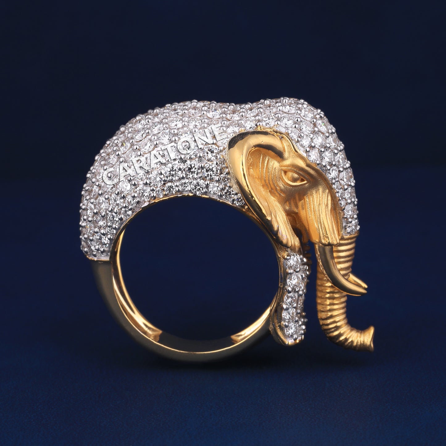 Elephant style hip hop unisex diamond ring