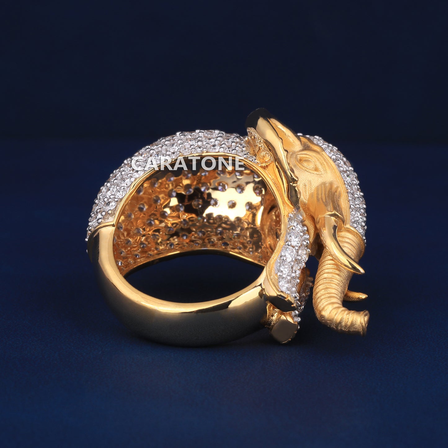 Elephant style hip hop unisex diamond ring