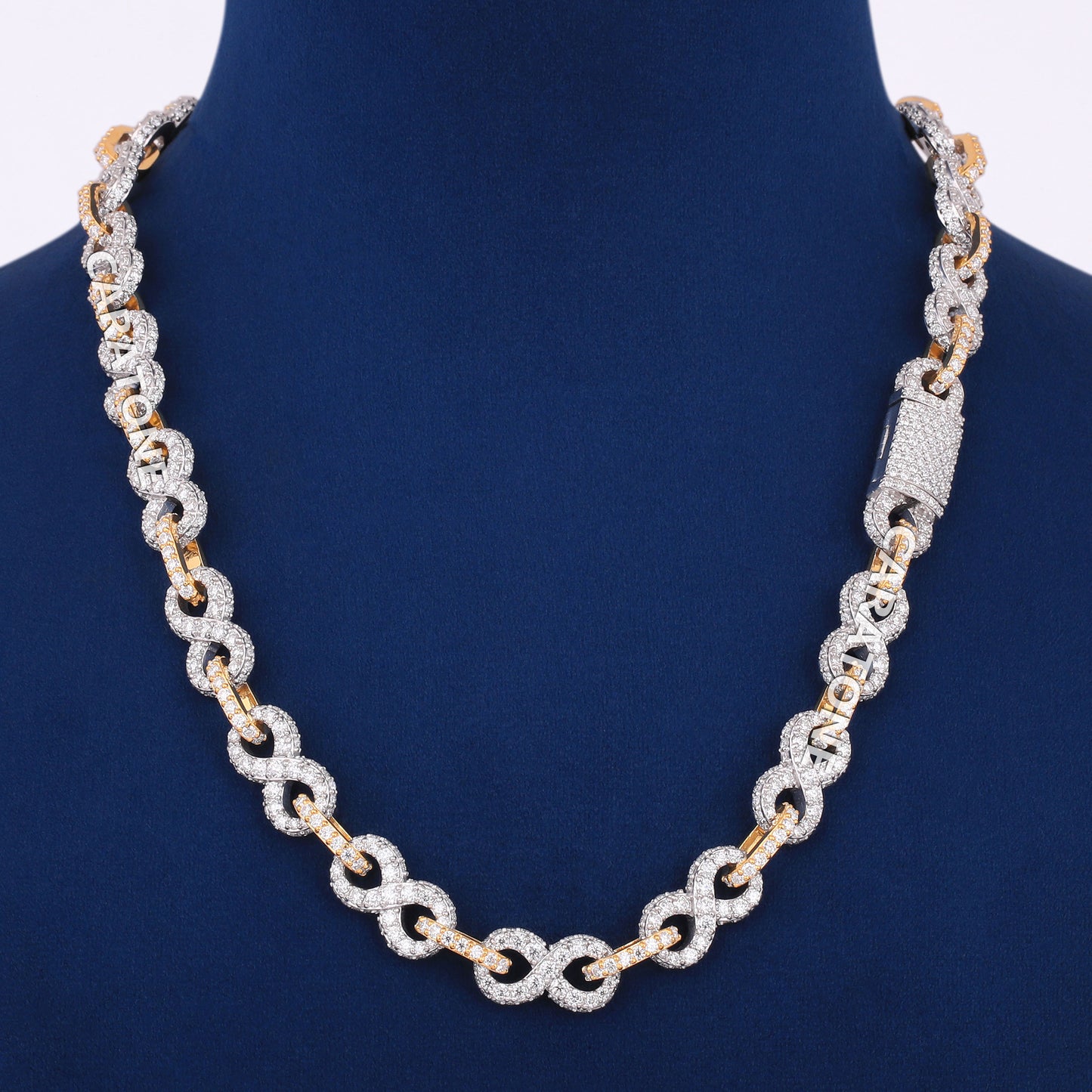 20 inch 10mm Two Tone Silver Yellow Infinity Link Chain with Luxury Chains Custom Made Diamond Necklace
