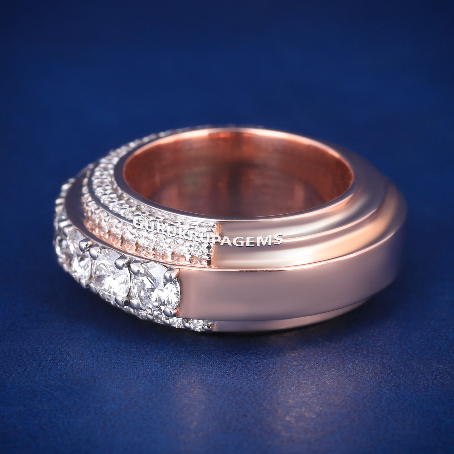 Mens 3Ct Custom Made Half Full Eternity Wedding Diamond Band 14k Rose Gold Plated for Mens