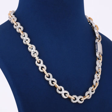 20 inch 10mm Two Tone Silver Yellow Infinity Link Chain with Luxury Chains Custom Made Diamond Necklace